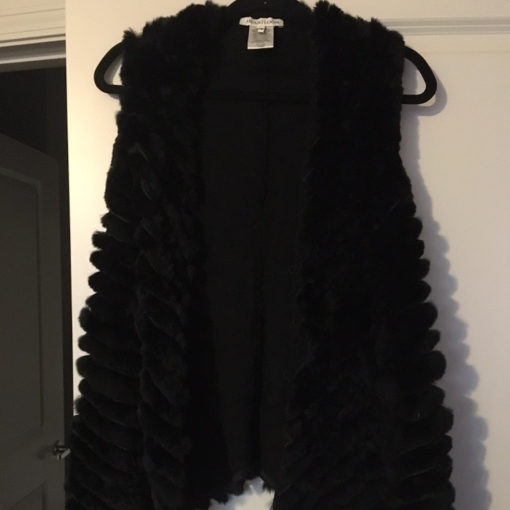 Heartloom Rabit Fur Vest Black Size Small